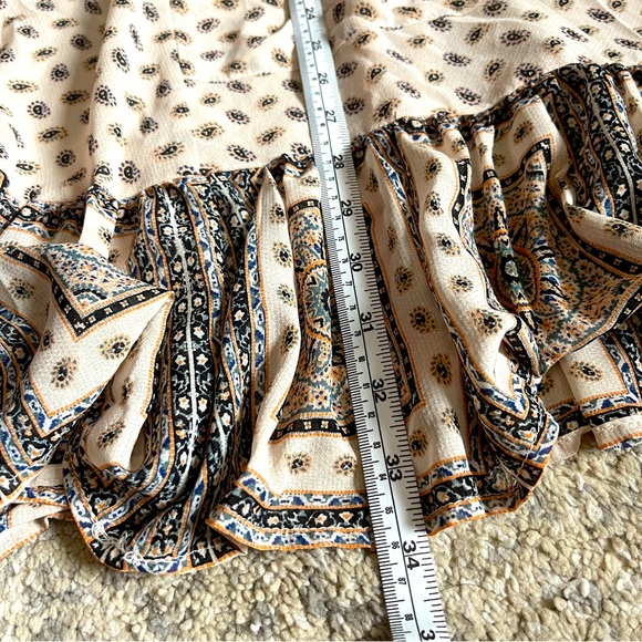 FREE PEOPLE BOHO PENNY LANE TEA COLOR MINI DRESS - Picture 12 of 14